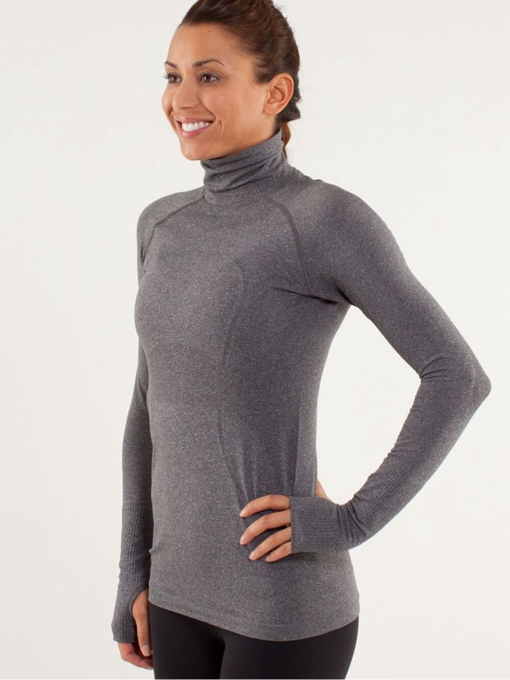 Lululemon Run Swiftly Turtleneck Gray Long Sleeve Running Top Seamless Size 4
